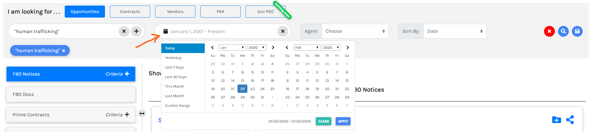 date range picker